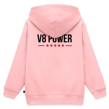 V8 Power - Sweat Premium à capuche zippé enfant bio - rose - Dos - AI Model Kid Female (0cm)
