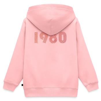 Retro 1980 Stripes Typografie - Kinder Premium Organic Zip Hoodie - Rosa - Hinten - AI Model Kid Female (0cm)