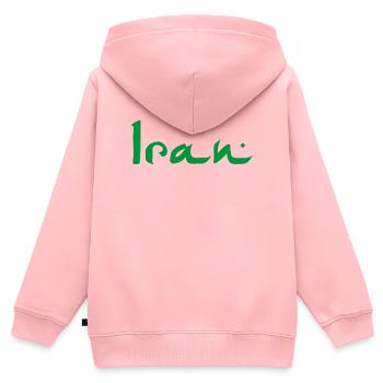 Iran - Sweat Premium à capuche zippé enfant bio - rose - Dos - AI Model Kid Female (0cm)