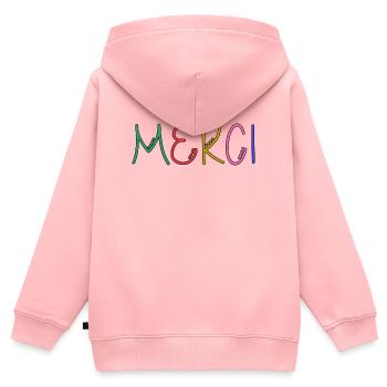 VIELEN DANK. DANKE. VIELEN DANK. JAHRESTAG. GEBURT. - Kinder Premium Organic Zip Hoodie - Rosa - Hinten - AI Model Kid Female (0cm)