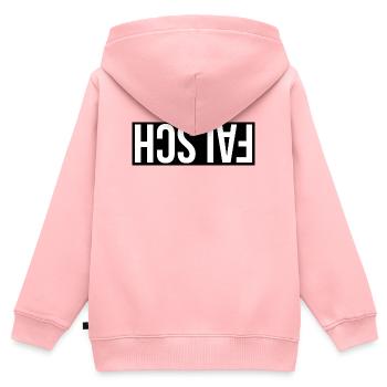 FALSCH Black and White by Falsches Design - Kinder Premium Organic Zip Hoodie - Rosa - Hinten - AI Model Kid Female (0cm)