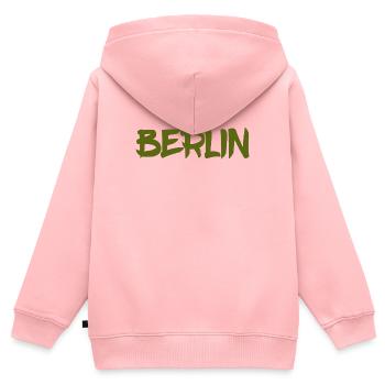 Berlin - Deutschland - Hauptstadt - Berliner Bär - Kinder Premium Organic Zip Hoodie - Rosa - Hinten - AI Model Kid Female (0cm)