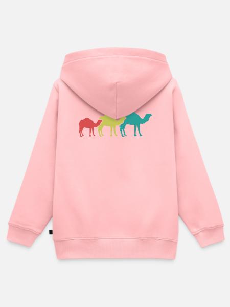 Kamel Trio Retro-Look - Kinder Premium Organic Zip Hoodie - Rosa