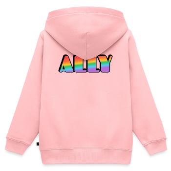 Ally Rainbow Letters - Kinder Premium Organic Zip Hoodie - Rosa - Hinten - AI Model Kid Female (0cm)