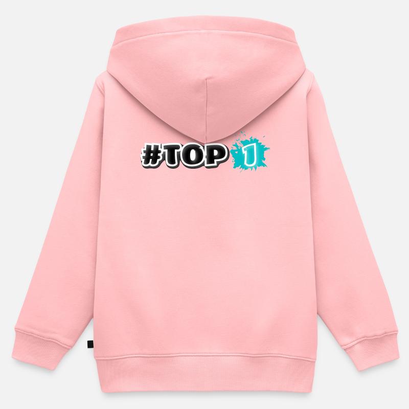Top 1 Gaming - Sweat Premium à capuche zippé enfant bio - rose