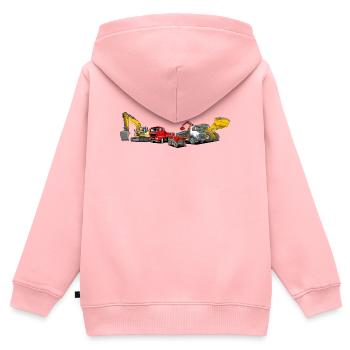 Flotte d’engins de chantier - Sweat Premium à capuche zippé enfant bio - rose - Dos - AI Model Kid Female (0cm)