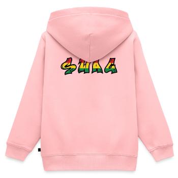 Police de graffiti rastafari SWAG - Sweat Premium à capuche zippé enfant bio - rose - Dos - AI Model Kid Female (0cm)