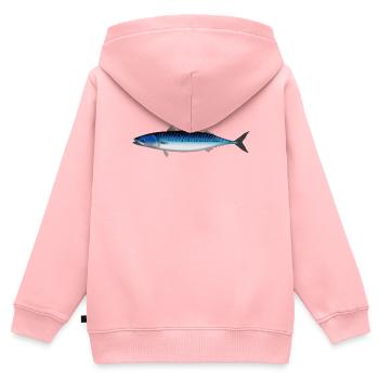 Maquereau naturel pour les pêcheurs en Scandinavie, Norvège - Sweat Premium à capuche zippé enfant bio - rose - Dos - AI Model Kid Female (0cm)