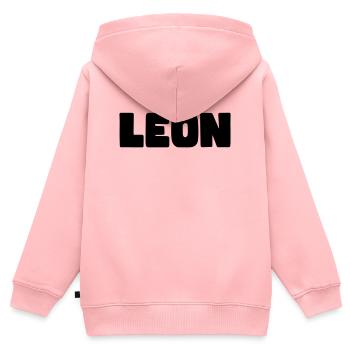 Leon Name - Kinder Premium Organic Zip Hoodie - Rosa - Hinten - AI Model Kid Female (0cm)