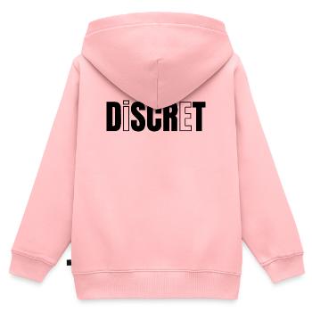 DISKRET! - Kinder Premium Organic Zip Hoodie - Rosa - Hinten - AI Model Kid Female (0cm)