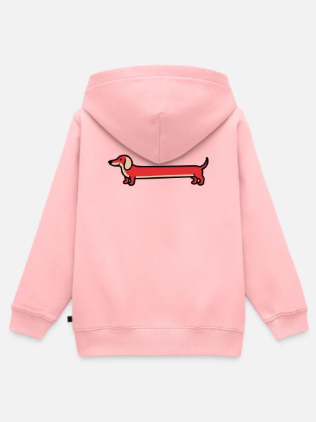 Dackel Teckel Hund Flat Design - Kinder Premium Organic Zip Hoodie - Rosa