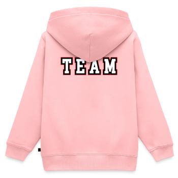Team Schriftzug - Kinder Premium Organic Zip Hoodie - Rosa - Hinten - AI Model Kid Female (0cm)