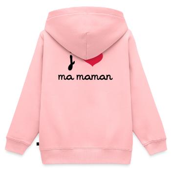 J'aime ma Maman - Sweat Premium à capuche zippé enfant bio - rose - Dos - AI Model Kid Female (0cm)