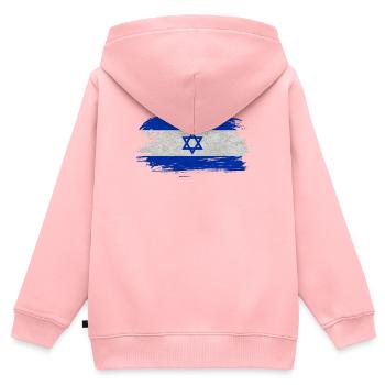 Drapeau d’Israël / Cadeau Haïfa Jérusalem Tel Aviv - Sweat Premium à capuche zippé enfant bio - rose - Dos - AI Model Kid Female (0cm)