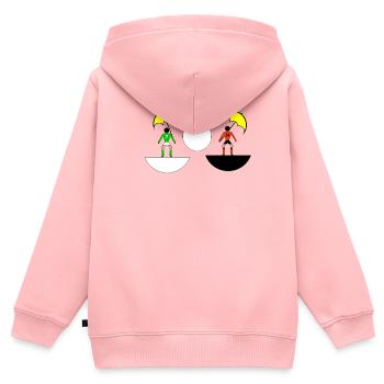 Neon-Regenschirm-Duell in geteilten Hälften - Kinder Premium Organic Zip Hoodie - Rosa - Hinten - AI Model Kid Female (0cm)