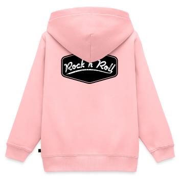 Rock n Roll Schild Shape - Kinder Premium Organic Zip Hoodie - Rosa - Hinten - AI Model Kid Female (0cm)