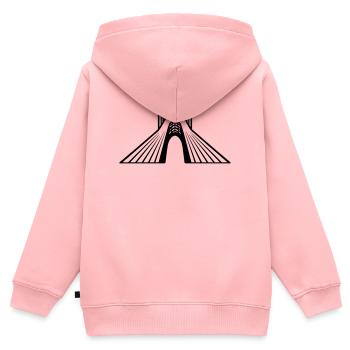 Tour Azadi Iran - Sweat Premium à capuche zippé enfant bio - rose - Dos - AI Model Kid Female (0cm)