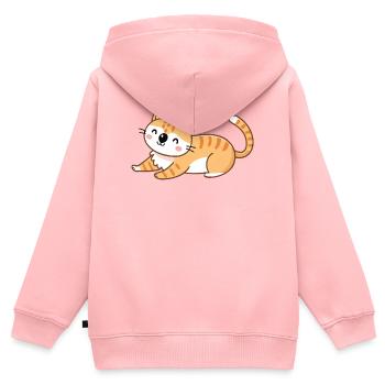 Chaton orange en pose détendue - Sweat Premium à capuche zippé enfant bio - rose - Dos - AI Model Kid Female (0cm)