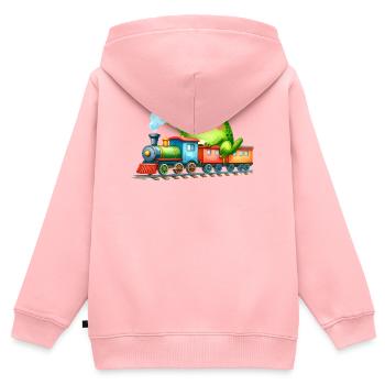 Kawaii frog playing with train – Cute motif - Kids Premium Organic Zip-up Hoodie - rose - Back - AI Model Kid Female (0cm)