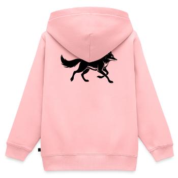Running Fox - Kinder Premium Organic Zip Hoodie - Rosa - Hinten - AI Model Kid Female (0cm)