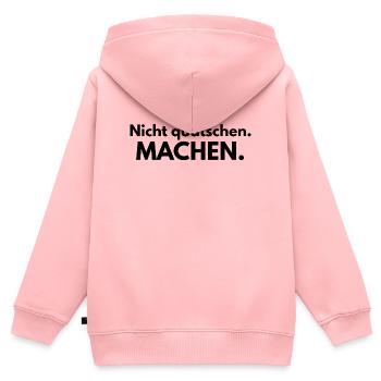 Nicht quatschen. Machen. - Kinder Premium Organic Zip Hoodie - Rosa - Hinten - AI Model Kid Female (0cm)