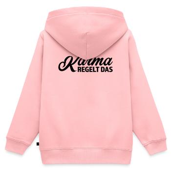 Karma regelt das Spruch T-Shirt - Kinder Premium Organic Zip Hoodie - Rosa - Hinten - AI Model Kid Female (0cm)