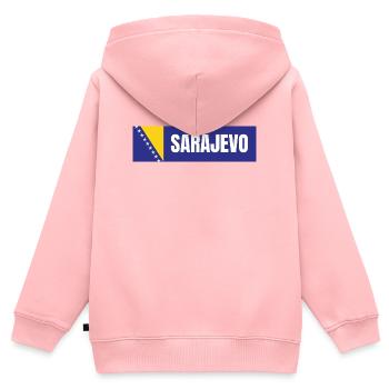 Sarajevo in Bosnien und Herzegowina Flaggenfarben - Kinder Premium Organic Zip Hoodie - Rosa - Hinten - AI Model Kid Female (0cm)