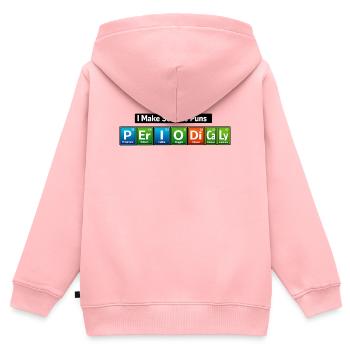 Jeux de mots scientifiques : Je fais des jeux de mots scientifiques - Sweat Premium à capuche zippé enfant bio - rose - Dos - AI Model Kid Female (0cm)