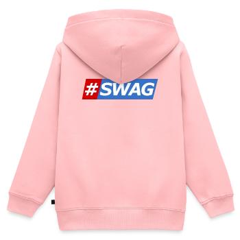 SWAG Bloc Couleurs Hashtag - Sweat Premium à capuche zippé enfant bio - rose - Dos - AI Model Kid Female (0cm)