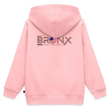 T-shirt à motif drapeau américain du Bronx - Sweat Premium à capuche zippé enfant bio - rose - Dos - AI Model Kid Female (0cm)