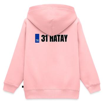 31 Hatay Kennzeichen | Türkisches Kennzeichen - Kinder Premium Organic Zip Hoodie - Rosa - Hinten - AI Model Kid Female (0cm)