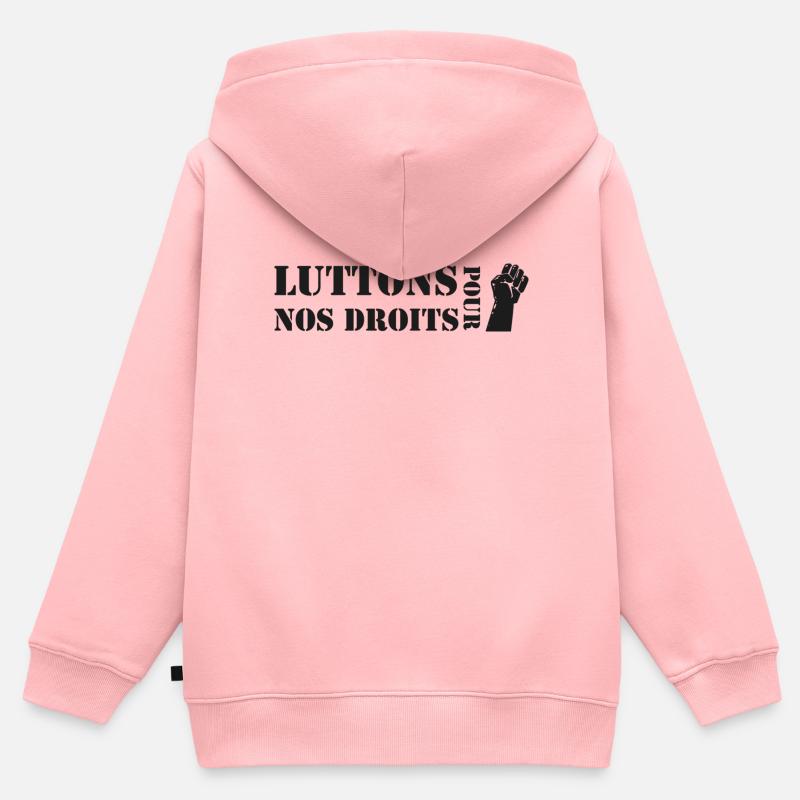 Luttons pour nos Droits ! - Sweat Premium à capuche zippé enfant bio - rose