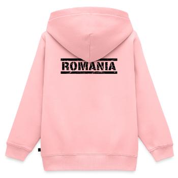 Romania - Kinder Premium Organic Zip Hoodie - Rosa - Hinten - AI Model Kid Female (0cm)
