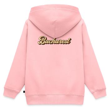 Bukarest Vintage Schriftzug - Kinder Premium Organic Zip Hoodie - Rosa - Hinten - AI Model Kid Female (0cm)