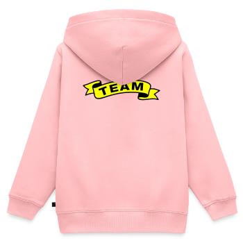 Équipe Banderole - Sweat Premium à capuche zippé enfant bio - rose - Dos - AI Model Kid Female (0cm)