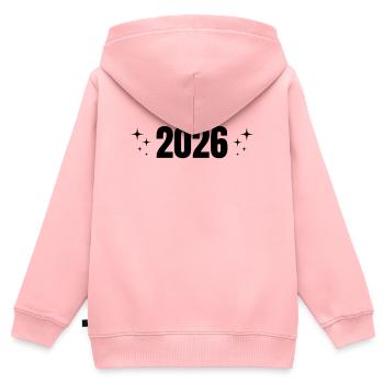 2026 - Jahr - Linie - Jahreswechsel - Kinder Premium Organic Zip Hoodie - Rosa - Hinten - AI Model Kid Female (0cm)