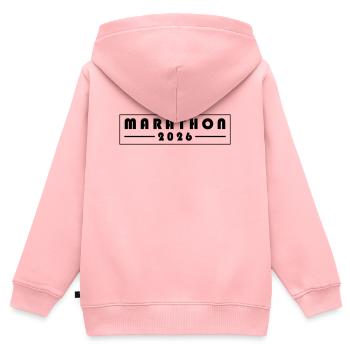 Marathon 2026 - Kinder Premium Organic Zip Hoodie - Rosa - Hinten - AI Model Kid Female (0cm)