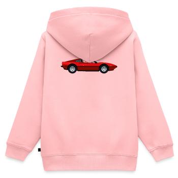 ROTER SPORTWAGEN - Kinder Premium Organic Zip Hoodie - Rosa - Hinten - AI Model Kid Female (0cm)