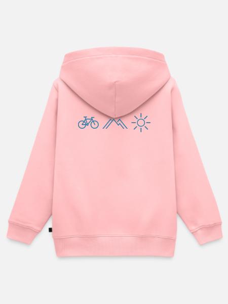 Fahrrad Berge Sonne - Kinder Premium Organic Zip Hoodie - Rosa