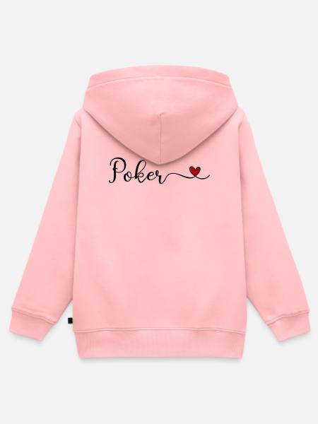 Poker Herz - Kinder Premium Organic Zip Hoodie - Rosa