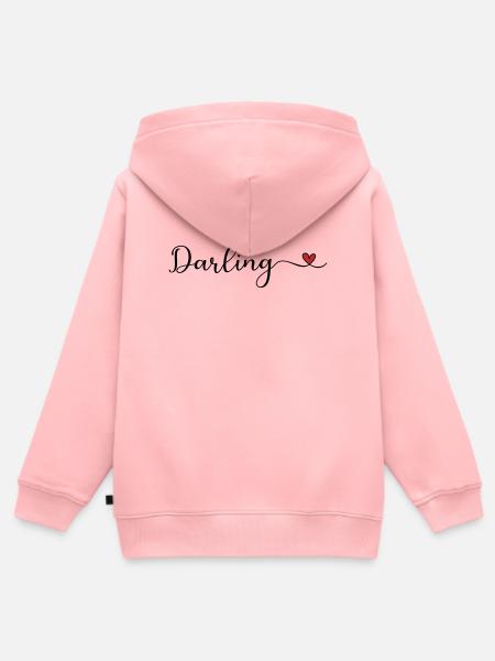 Darling Herz Typographie - Kinder Premium Organic Zip Hoodie - Rosa