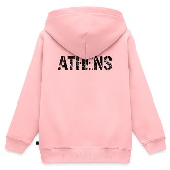 Athen - Kinder Premium Organic Zip Hoodie - Rosa - Hinten - AI Model Kid Female (0cm)