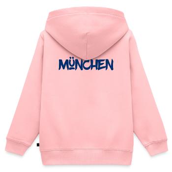 München - Bayern - Isar - Frauenkirche - Prater - Kinder Premium Organic Zip Hoodie - Rosa - Hinten - AI Model Kid Female (0cm)