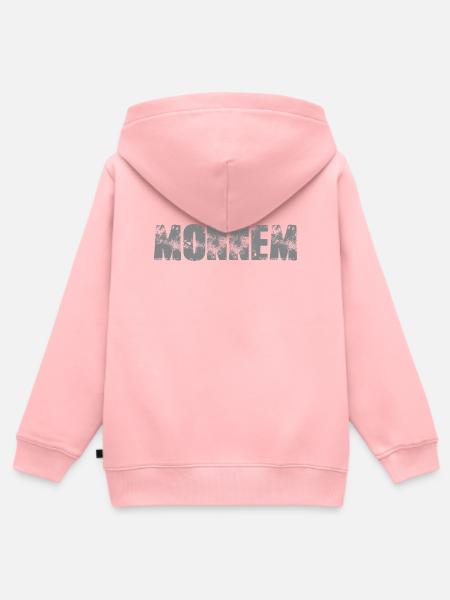 Monnem Distressed Logo Muster - Kinder Premium Organic Zip Hoodie - Rosa