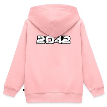 2042 - Kinder Premium Organic Zip Hoodie - Rosa - Hinten - AI Model Kid Female (0cm)