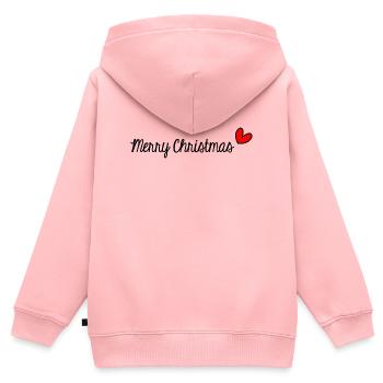 FROHE WEIHNACHTEN. WEIHNACHTEN. FROHE WEIHNACHTEN. NEUJAHRSTAG. - Kinder Premium Organic Zip Hoodie - Rosa - Hinten - AI Model Kid Female (0cm)