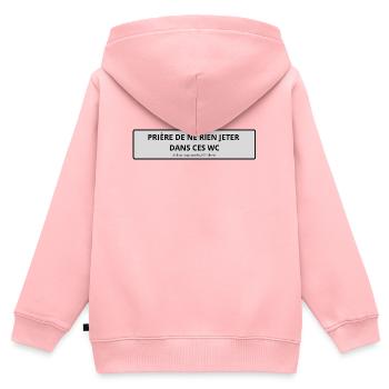 Autocollant wc  - Sweat Premium à capuche zippé enfant bio - rose - Dos - AI Model Kid Female (0cm)