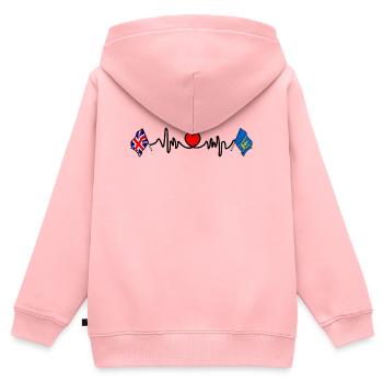 Suffolk & Great Britain Heartbeat - Kinder Premium Organic Zip Hoodie - Rosa - Hinten - AI Model Kid Female (0cm)
