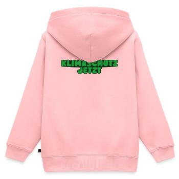 Klimaschutz jetzt - Kinder Premium Organic Zip Hoodie - Rosa - Hinten - AI Model Kid Female (0cm)