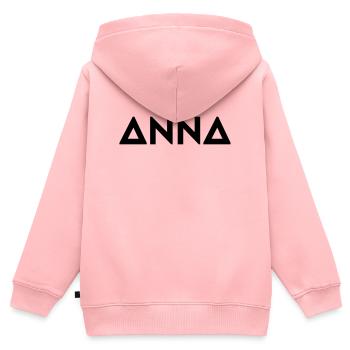 First name Anna - Kids Premium Organic Zip-up Hoodie - rose - Back - AI Model Kid Female (0cm)
